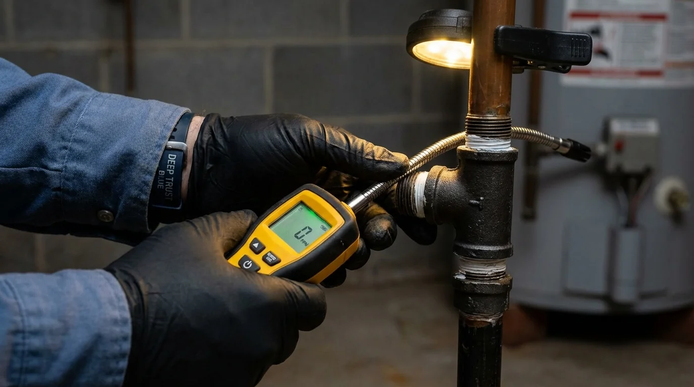 Gas leak detection with electronic sniffer by Johns Plumbing LLC in Hannawa Falls