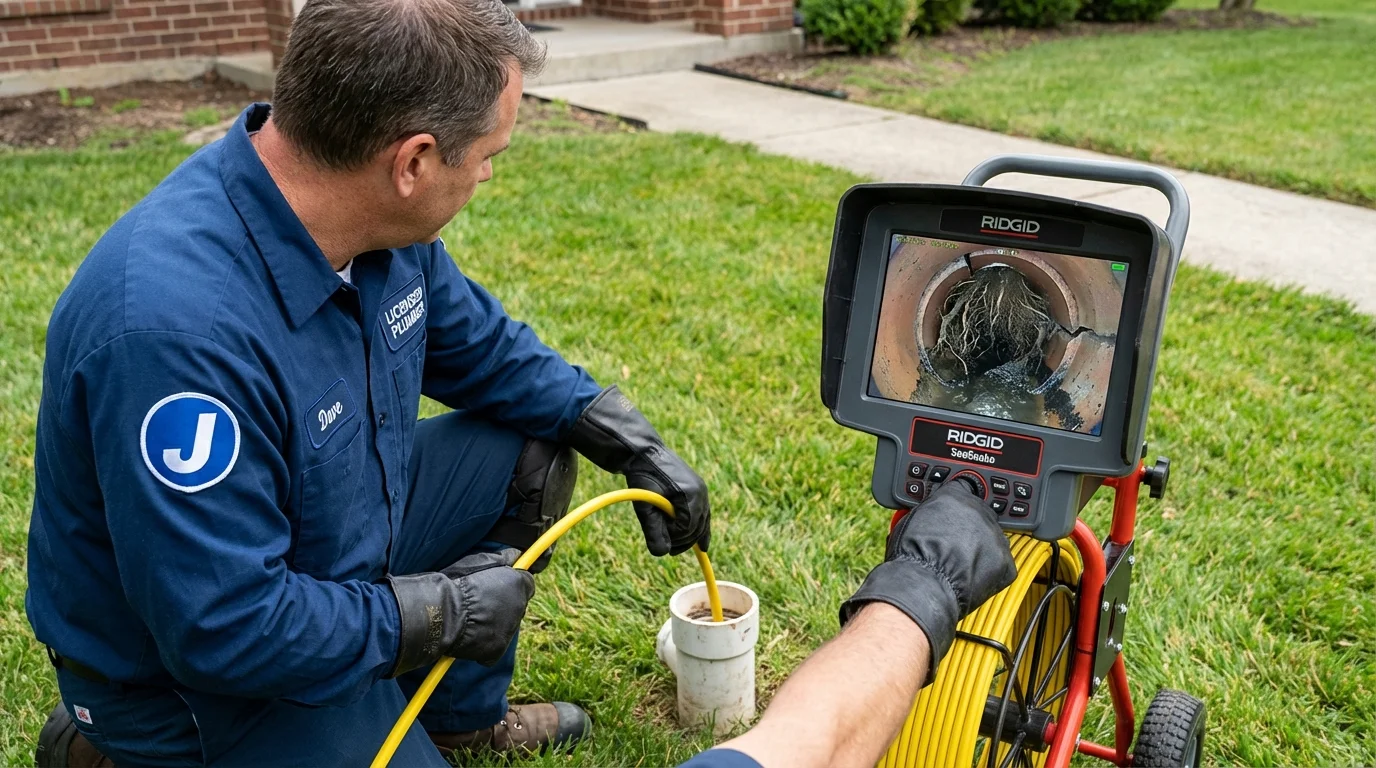 Sewer camera inspection being performed by Johns Plumbing LLC in Hannawa Falls